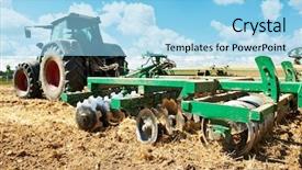 Presentation with agriculture field - Beautiful PPT layouts featuring heavy tractor during cultivation agriculture backdrop and a light blue colored foreground