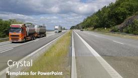  Presentation with traffic - Cool new presentation design with heavy-trucking-traffic-on-scenic backdrop and a coral colored foreground