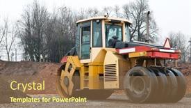  Presentation with asphalt pavement - Colorful slide deck enhanced with heavy-vibration-roller-at-asphalt backdrop and a coral colored foreground