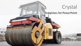  Presentation with asphalt pavement - Cool new slide deck with heavy-vibration-roller-at-asphalt backdrop and a white colored foreground