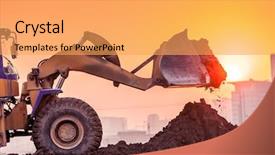  Presentation with heavy equipment - Presentation theme consisting of heavy wheel excavator machine working background and a yellow colored foreground