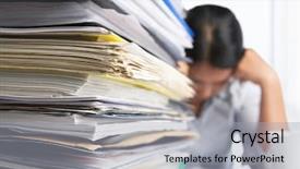  Presentation with workload - Cool new slides with heavy workload concept with pile backdrop and a light gray colored foreground