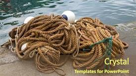  Presentation with fishing boats - Cool new PPT layouts with heavy yard work - big pile of ropes backdrop and a tawny brown colored foreground
