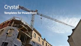  Presentation with construction cranes - Audience pleasing theme consisting of heavy yard work - building construction with tower cranes backdrop and a teal colored foreground