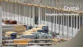  Presentation with building construction water supply - PPT layouts consisting of heavy yard work - construction sit of a huge background and a  colored foreground