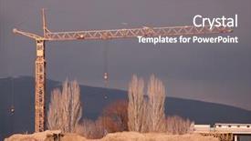  Presentation with construction site construction - PPT theme with heavy yard work - construction site and a crane background and a gray colored foreground
