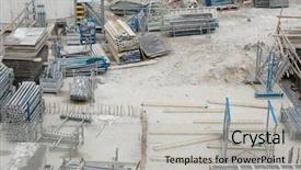  Presentation with concrete construction - Colorful theme enhanced with heavy yard work - construction site of a modern backdrop and a  colored foreground