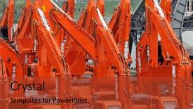  Presentation with import export - Presentation with heavy yard work - excavators import export background and a red colored foreground