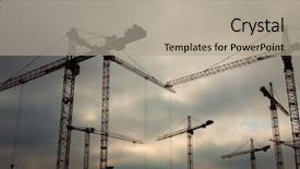  Presentation with construction cranes - Audience pleasing slide deck consisting of airway emergency - helicopter landing on snowy mountain backdrop and a light blue colored foreground