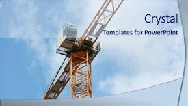  Presentation with tall - Audience pleasing presentation design consisting of heavy yard work - tall yellow crane against cloudy backdrop and a sky blue colored foreground