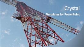  Presentation with free air traffic control tower bandara - Colorful PPT theme enhanced with heavy yard work - tower crane backdrop and a  colored foreground