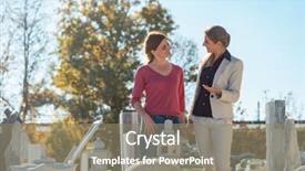  Presentation with home garden - Colorful presentation theme enhanced with heavy yard work - two women in store selling backdrop and a gray colored foreground