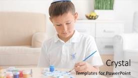  Presentation with jewish - Slides with hebrew - jewish boy painting up star background and a lemonade colored foreground