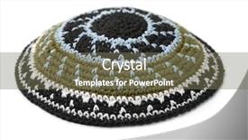  Presentation with hebrew - Theme with hebrew - kippah - traditional jewish headwear background and a violet colored foreground