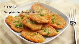  Presentation with hanukkah - PPT theme consisting of hebrew - plate with tasty potato pancakes background and a lemonade colored foreground