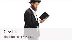  Presentation with hebrew - Presentation design with hebrew - religious man reading a book background and a white colored foreground