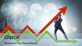  Presentation with economy of enterprises - Slides consisting of hedge fund - businessman supporting growtn in economy background and a light blue colored foreground