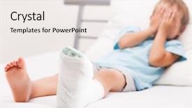  Presentation with fracture bone - PPT layouts featuring heel fracture or broken foot background and a sky blue colored foreground