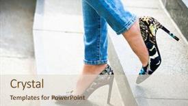  Presentation with blue eyes technology high tech - PPT theme featuring heels - woman in high heel shoes background and a lemonade colored foreground