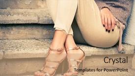  Presentation with golden woman - Audience pleasing slide deck consisting of heels - woman legs in high heel backdrop and a coral colored foreground