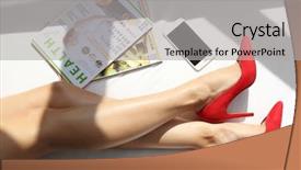  Presentation with white sheet - Colorful PPT theme enhanced with heels mobile phone and magazine backdrop and a light gray colored foreground
