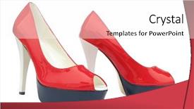  Presentation with navy blue - Slides consisting of heels open toe pump shoes background and a  colored foreground