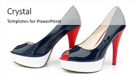  Presentation with red white blue - Beautiful presentation theme featuring heels open toe pump shoes backdrop and a  colored foreground