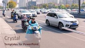  Presentation with electric bicycle - Presentation design enhanced with hefei-china-november-5-2019 background and a soft green colored foreground