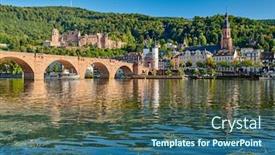 Presentation with old - Colorful presentation design enhanced with heidelberg-town-with-old-karl backdrop and a ocean colored foreground