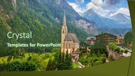  Presentation with mountain view - Slide deck enhanced with heiligenblut-austria-panoramic-aerial-view background and a tawny brown colored foreground