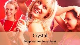  Presentation with masks for a masquerade party - Slide set featuring heimlich - dance happy young girls background and a coral colored foreground