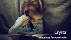  Presentation with fairy tales - Beautiful PPT layouts featuring heimlich - little girl reading fairy tales backdrop and a wine colored foreground