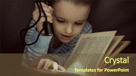  Presentation with fairy tales - PPT theme with heimlich - little girl reading fairy tales background and a tawny brown colored foreground