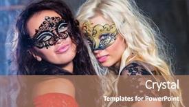  Presentation with masks for a masquerade party - Beautiful slide deck featuring heimlich - portrait happy young girls backdrop and a coral colored foreground