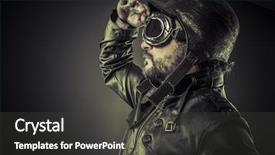  Presentation with steampunk - Beautiful presentation theme featuring heimlich - steampunk concept pilot vintage backdrop and a dark gray colored foreground