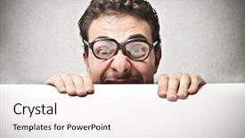  Presentation with glasses - Colorful slides enhanced with heimlich - young man with glasses making backdrop and a white colored foreground