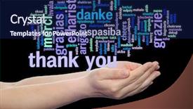  Presentation with friendship day - Cool new slide deck with held in hands different language backdrop and a navy blue colored foreground