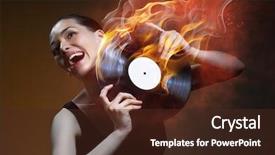  Presentation with record - Audience pleasing PPT layouts consisting of held in her hand music backdrop and a tawny brown colored foreground