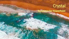  Presentation with tourism australia - PPT theme consisting of helecoptor - australia picturesque shoreline the great background and a tawny brown colored foreground