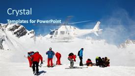  Presentation with blanc - Colorful presentation theme enhanced with heli-skiing-helicopter-mont-blanc backdrop and a ocean colored foreground