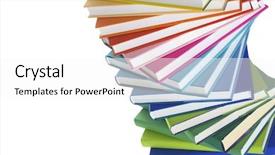  Presentation with tan book stack stacks of books - Colorful slide set enhanced with helice - close-up of spiral stack backdrop and a white colored foreground