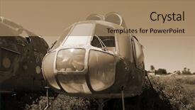  Presentation with storage - Amazing PPT theme having ukrainian military helicopters on long backdrop and a coral colored foreground