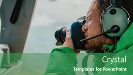  Presentation with adventure - Audience pleasing PPT theme consisting of helicopter-doors-off-ride-adventure backdrop and a ocean colored foreground