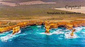  Presentation with tourism australia - Slide set enhanced with helicopter-flight-australia-port-campbell background and a coral colored foreground