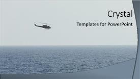  Presentation with helicopter - Colorful slide set enhanced with helicopter flying over blue sea backdrop and a light gray colored foreground