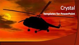  Presentation with helicopter - Slides enhanced with helicopter landing at sunset background and a tawny brown colored foreground