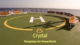  Presentation with helicopter - Cool new PPT theme with helicopter landing pad on cruise ship backdrop and a tawny brown colored foreground