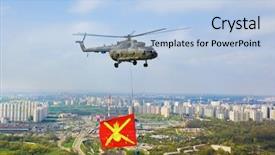  Presentation with helicopter - Slide set consisting of helicopter with military flag background and a light blue colored foreground