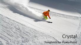  Presentation with drugs cocaine drug powder - Theme having helio - skier in deep powder extreme background and a light gray colored foreground