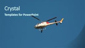  Presentation with helicopter - Beautiful slide deck featuring heliport - helicopter in the air backdrop and a  colored foreground